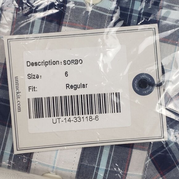 UNTUCKit Sorbo Shirt Women's 6 Cotton Button Up Blue White Red Plaid Regular Fit - Picture 11 of 16